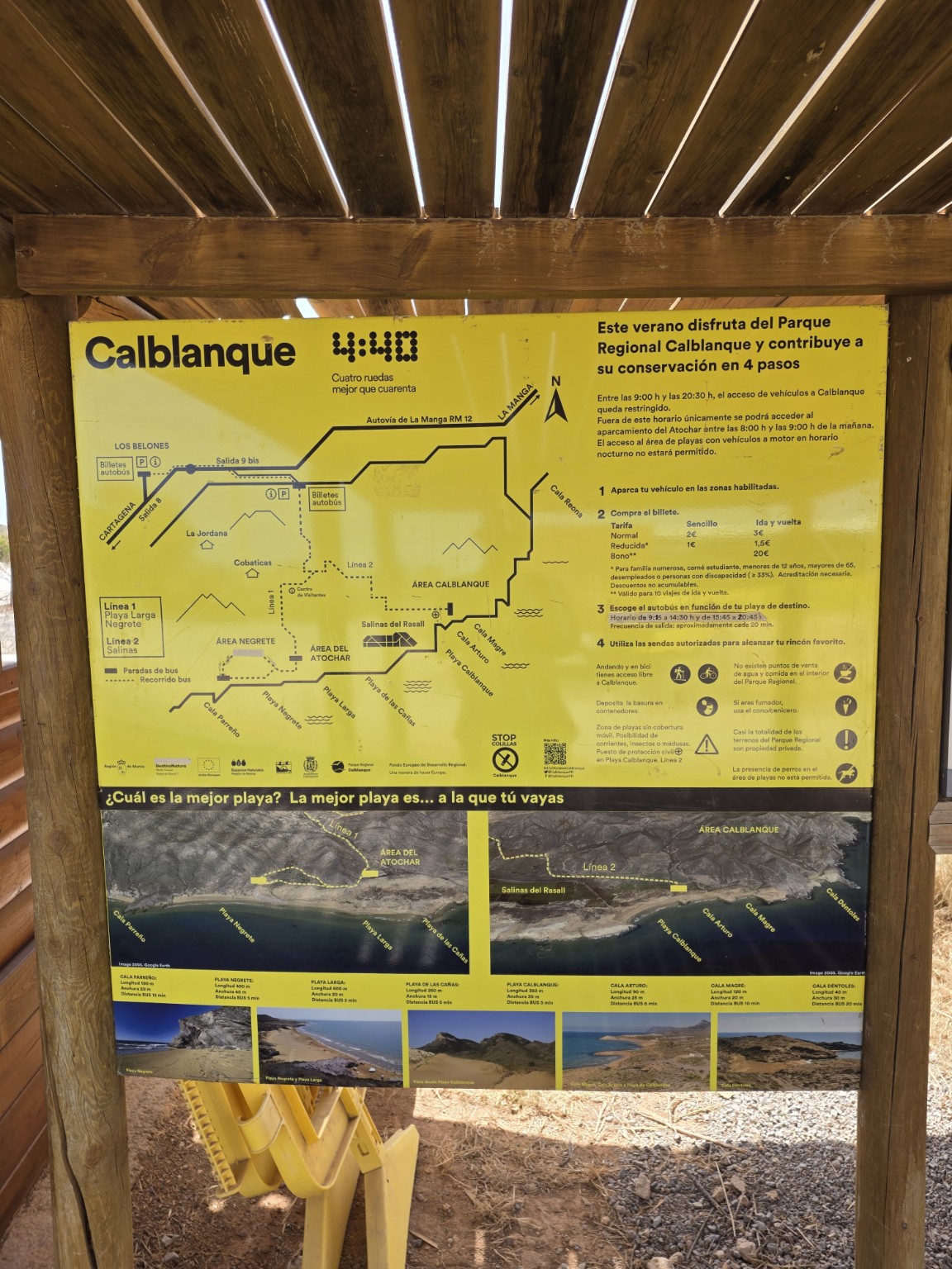 Mapa linii autobusowych, ceny i zasady odwiedzania Calblanque
